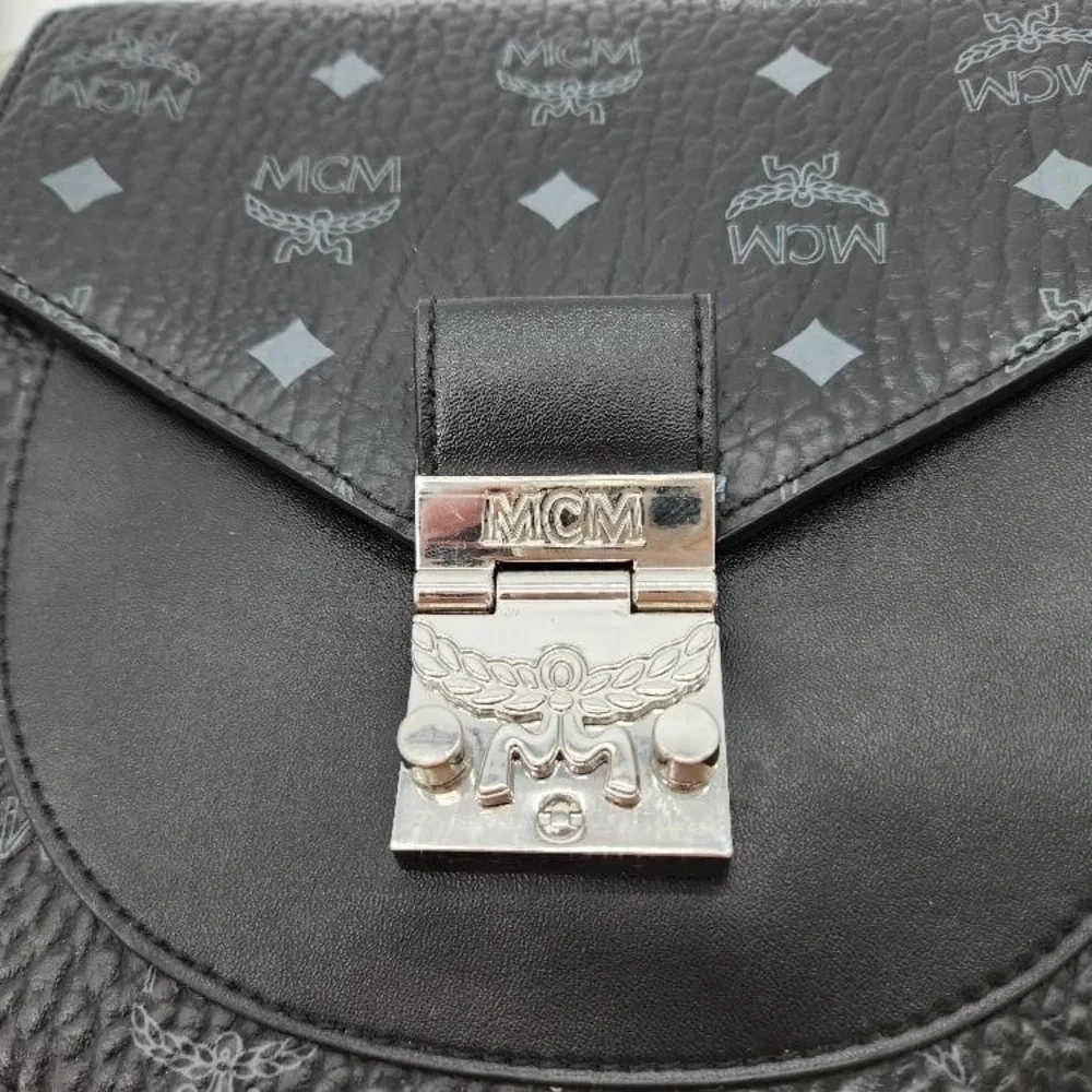 MCM Patricia Visteos mini Black Leather Shoulder Bag with Silver Accents - Picture 6 of 8